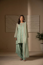 3 Piece Unstitched Zari Embroidered Suit (UF0012)